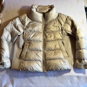 Burberry Brit Townfield Down‎ Puffer Jacket Women's Quilted Coat High Neck Beige